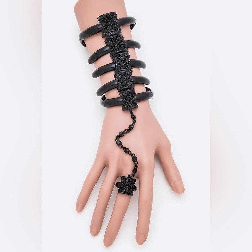 Crystal Rhinestone Elastic Spine Statement Bracelet - Picture 2 of 4